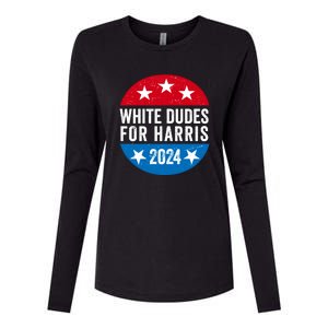 White Dudes For Harris 2024 For President Election Voting 2024 Womens Cotton Relaxed Long Sleeve T-Shirt