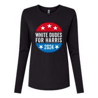 White Dudes For Harris 2024 For President Election Voting 2024 Womens Cotton Relaxed Long Sleeve T-Shirt