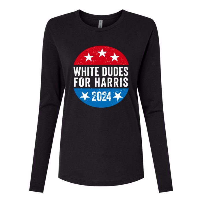 White Dudes For Harris 2024 For President Election Voting 2024 Womens Cotton Relaxed Long Sleeve T-Shirt