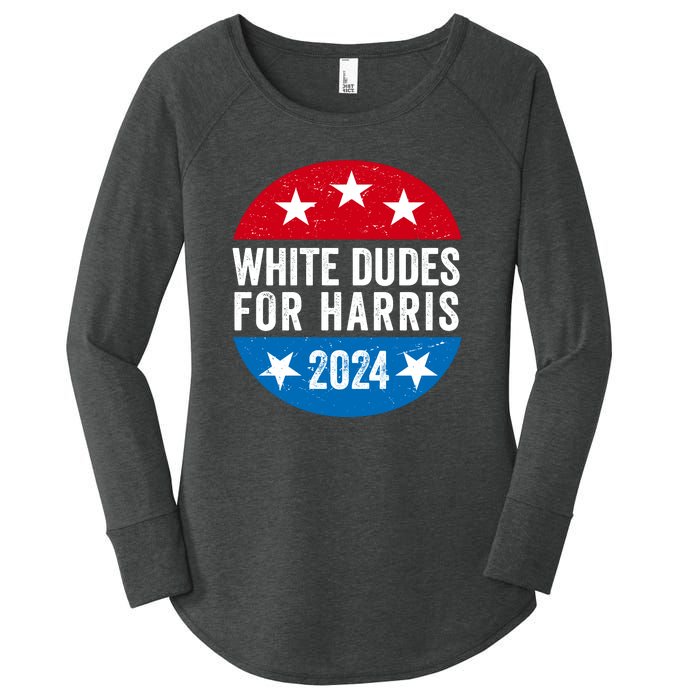 White Dudes For Harris 2024 For President Election Voting 2024 Women's Perfect Tri Tunic Long Sleeve Shirt