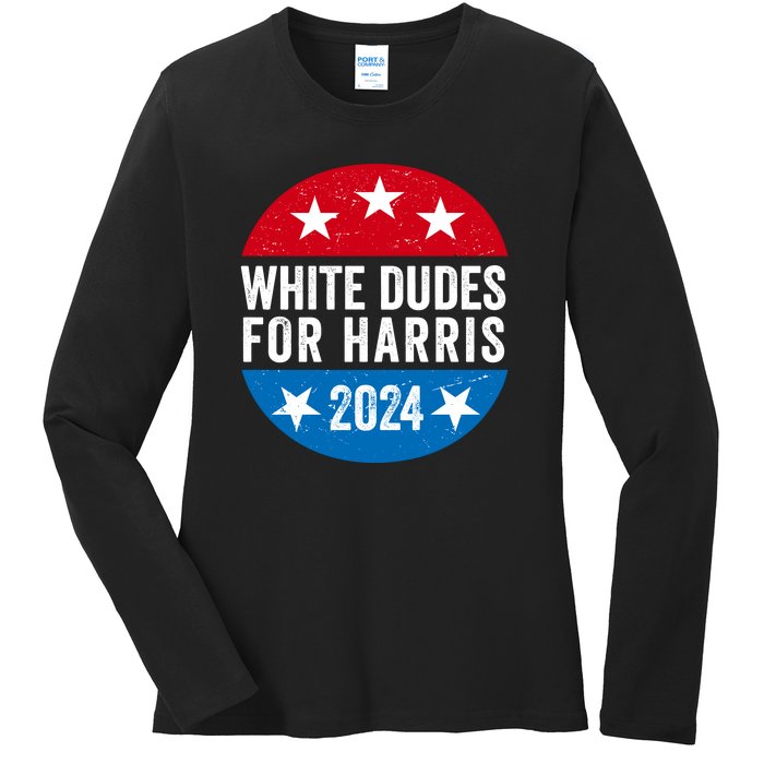 White Dudes For Harris 2024 For President Election Voting 2024 Ladies Long Sleeve Shirt