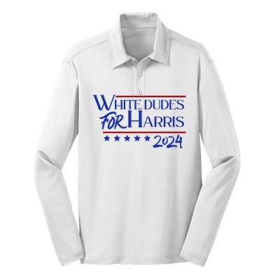 White Dudes For Kamala Harris 2024 Silk Touch Performance Long Sleeve Polo