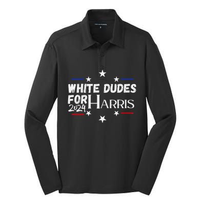 White Dudes For Kamala Harris 2024 Silk Touch Performance Long Sleeve Polo