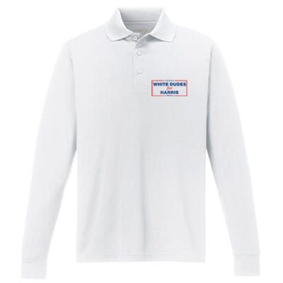 White Dudes For Harris 2024 Tees White Dudes For Harris 2024 Performance Long Sleeve Polo