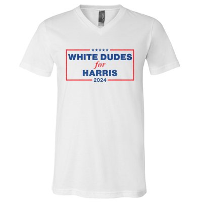 White Dudes For Harris 2024 Tees White Dudes For Harris 2024 V-Neck T-Shirt