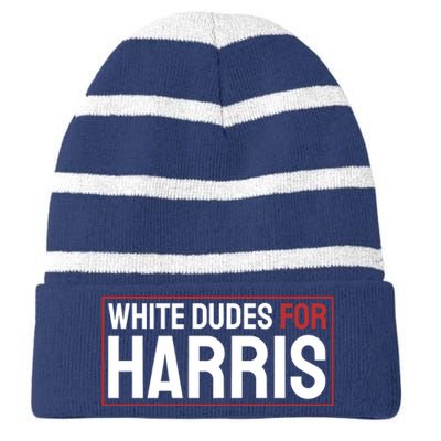 White Dudes For Harris Striped Beanie with Solid Band