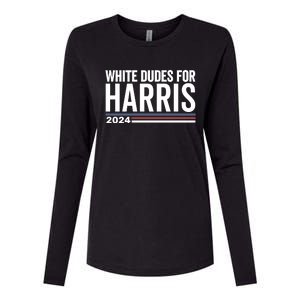 White Dudes For Harris 2024 Womens Cotton Relaxed Long Sleeve T-Shirt