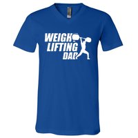 Weightlifting Dad Fitness Workout Fathers Day Gift V-Neck T-Shirt