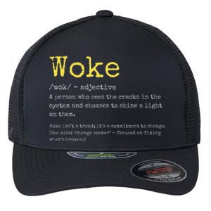 Woke Definition Funny New Thinking Politically Informed Flexfit Unipanel Trucker Cap