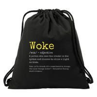 Woke Definition Funny New Thinking Politically Informed Drawstring Bag