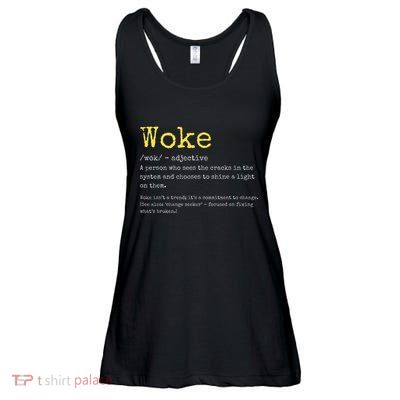 Woke Definition Funny New Thinking Politically Informed Ladies Essential Flowy Tank