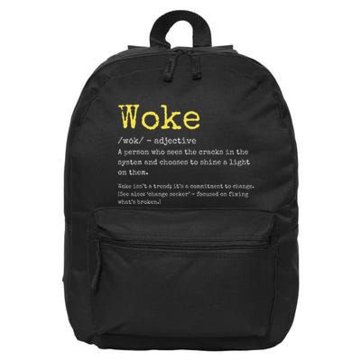 Woke Definition Funny New Thinking Politically Informed 16 in Basic Backpack