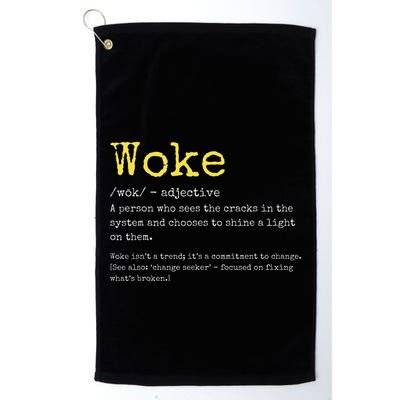 Woke Definition Funny New Thinking Politically Informed Golf Towel