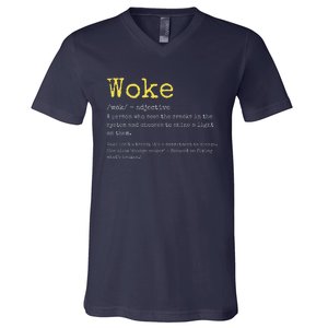 Woke Definition Funny New Thinking Politically Informed V-Neck T-Shirt