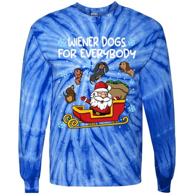 Wiener Dogs For Everybody Santa Funny Christmas Dachshund Meaningful Gift Tie-Dye Long Sleeve Shirt