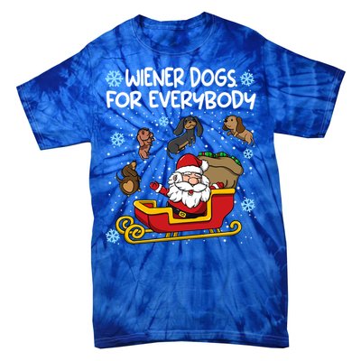 Wiener Dogs For Everybody Santa Funny Christmas Dachshund Meaningful Gift Tie-Dye T-Shirt