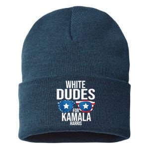 White Dude For Kamala Harris 2024 President Election Sustainable Knit Beanie