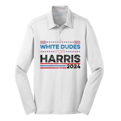 White Dudes For Kamala Harris Silk Touch Performance Long Sleeve Polo