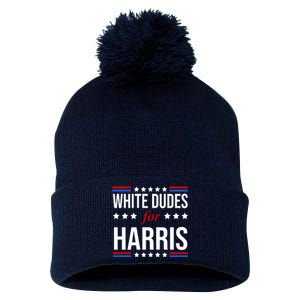 White Dudes For Kamala Harris Election Pom Pom 12in Knit Beanie