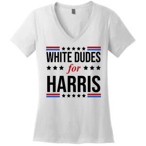 White Dudes For Kamala Harris Election Women's V-Neck T-Shirt