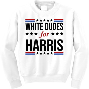 White Dudes For Kamala Harris Election Kids Sweatshirt