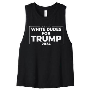 White Dudes For Trump 2024 Donald Trump President Supporters Women's Racerback Cropped Tank