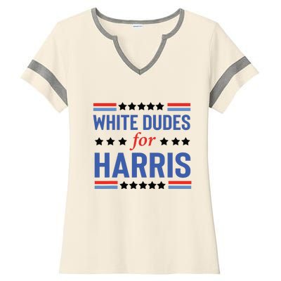 White Dudes For Kamala Harris Ladies Halftime Notch Neck Tee