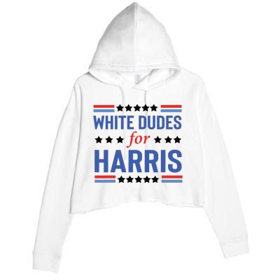 White Dudes For Kamala Harris Crop Fleece Hoodie