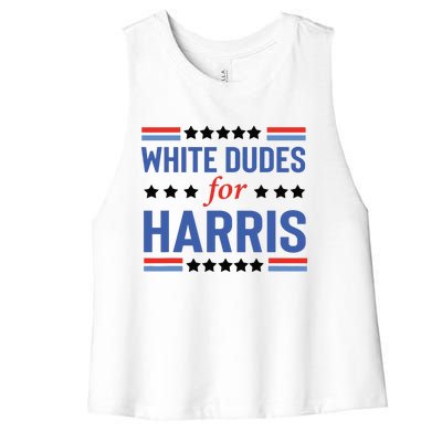 White Dudes For Kamala Harris Women's Racerback Cropped Tank