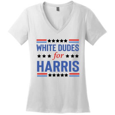 White Dudes For Kamala Harris Women's V-Neck T-Shirt