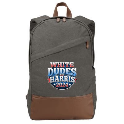 White Dudes For Kamala Harris 2024 Election Cotton Canvas Backpack