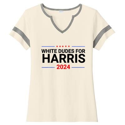 White Dudes For Harris 2024 Ladies Halftime Notch Neck Tee