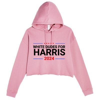 White Dudes For Harris 2024 Crop Fleece Hoodie