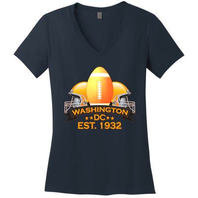 Washington DC Football EST 1932 Women's V-Neck T-Shirt