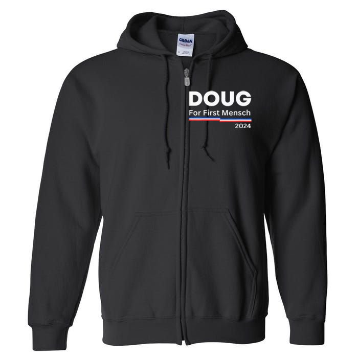 Wos Doug For First Mensch Yiddish Pun Kamala Harris Hebrew Full Zip Hoodie