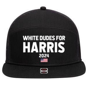 White Dudes For Harris 7 Panel Mesh Trucker Snapback Hat