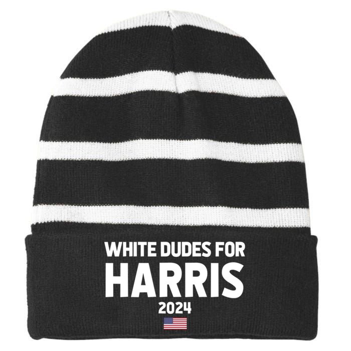 White Dudes For Harris Striped Beanie with Solid Band