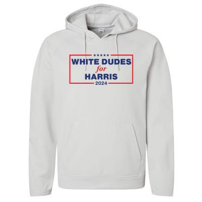 White Dudes For Harris2024 Performance Fleece Hoodie