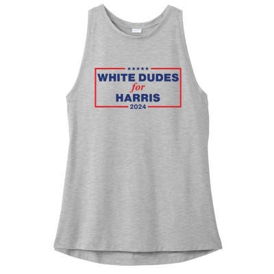 White Dudes For Harris2024 Ladies PosiCharge Tri-Blend Wicking Tank