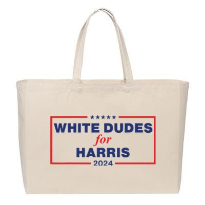 White Dudes For Harris2024 Cotton Canvas Jumbo Tote