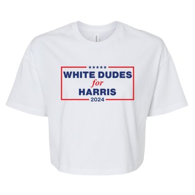 White Dudes For Harris2024 Bella+Canvas Jersey Crop Tee