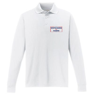 White Dudes For Harris2024 Performance Long Sleeve Polo