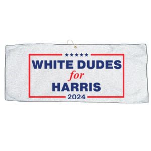 White Dudes For Harris2024 Large Microfiber Waffle Golf Towel