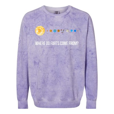 Where Do Farts Come From Uranus Funny Universe Colorblast Crewneck Sweatshirt