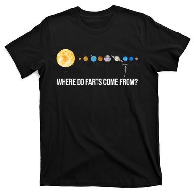 Where Do Farts Come From Uranus Funny Universe T-Shirt