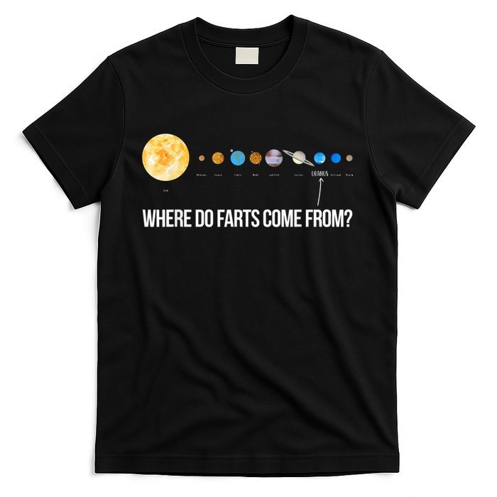 Where Do Farts Come From Uranus Funny Universe T-Shirt