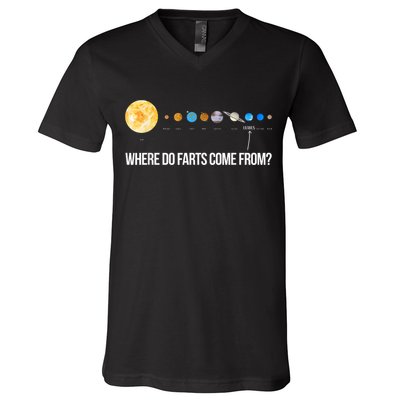 Where Do Farts Come From Uranus Funny Universe V-Neck T-Shirt