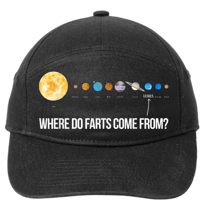 Where Do Farts Come From Uranus Funny Universe 7-Panel Snapback Hat