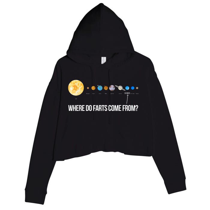 Where Do Farts Come From Uranus Funny Universe Crop Fleece Hoodie