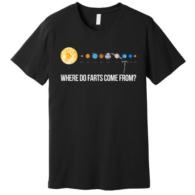 Where Do Farts Come From Uranus Funny Universe Premium T-Shirt